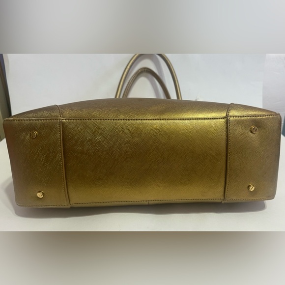 Tory Burch Robinson Patent Leather Large SatchelTote Bag In Gold - Picture 5 of 16